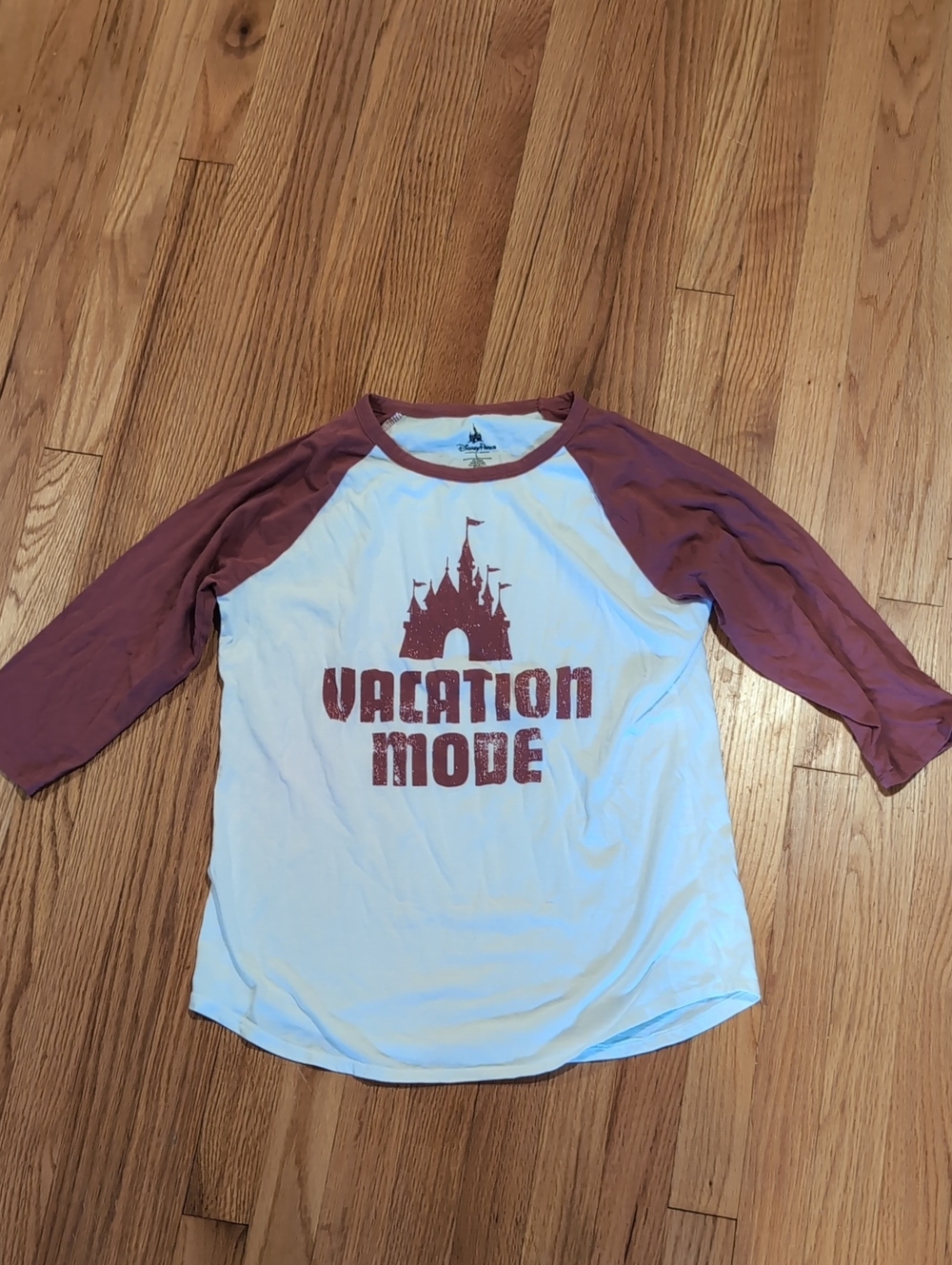 Disney White & Maroon 'Vacation Mode' Raglan Tee